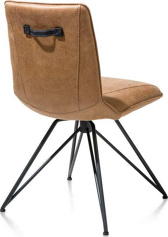 Mac eetkamerstoel - off black frame - Rocky + greep Catania zwart Cognac multiplex met polyether