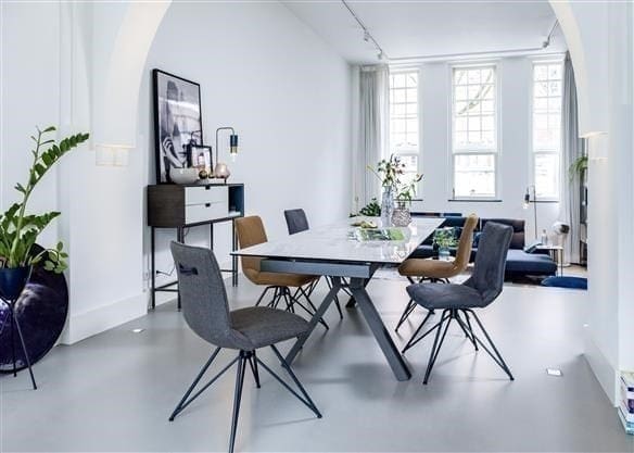 Mac eetkamerstoel - off black frame - Rocky + greep Catania zwart Off Black multiplex met polyether