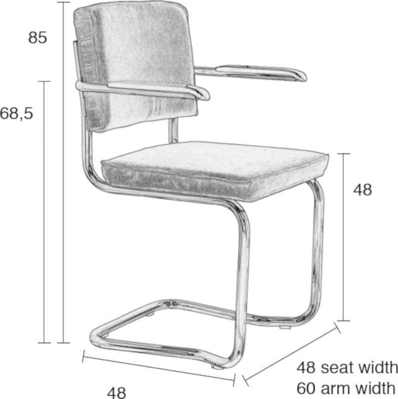 Armstoel Ridge Kink Rib Grey 6A modern design uit de Zuiver meubel collectie - 1200048