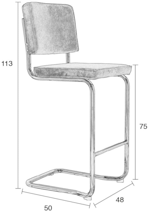 Barkruk Ridge Kink Rib Black 7A modern design uit de Zuiver meubel collectie - 1500002