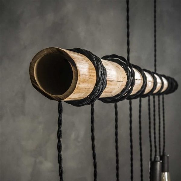 Hanglamp 9L bamboo wikkel / Oud zilver. 7262/29 uit de hanglampen collectie van Zijlstra kleinmeubelen & verlichting bij Löwik Meubelen