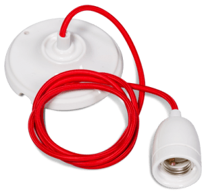 Porselin snoerpendel 1,5 meter kabel rood 1x E27 wit - ETH verlichting - 05-P9942-3132