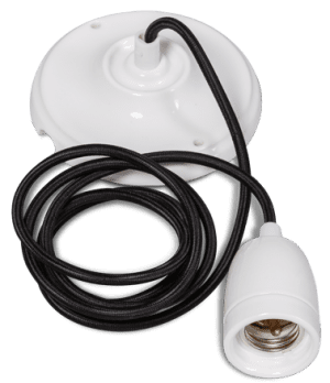 Porselin snoerpendel 1,5 meter kabel zwart 1x E27 wit - ETH verlichting - 05-P9942-3130