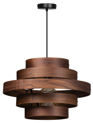 Walnut hanglamp 5 rings 1x E27 hout - ETH verlichting - 05-HL4452-77