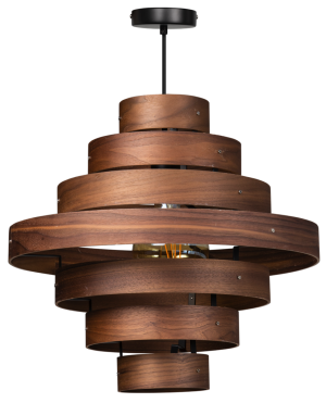 Walnut hanglamp 7 rings 1x E27 hout - ETH verlichting - 05-HL4453-77