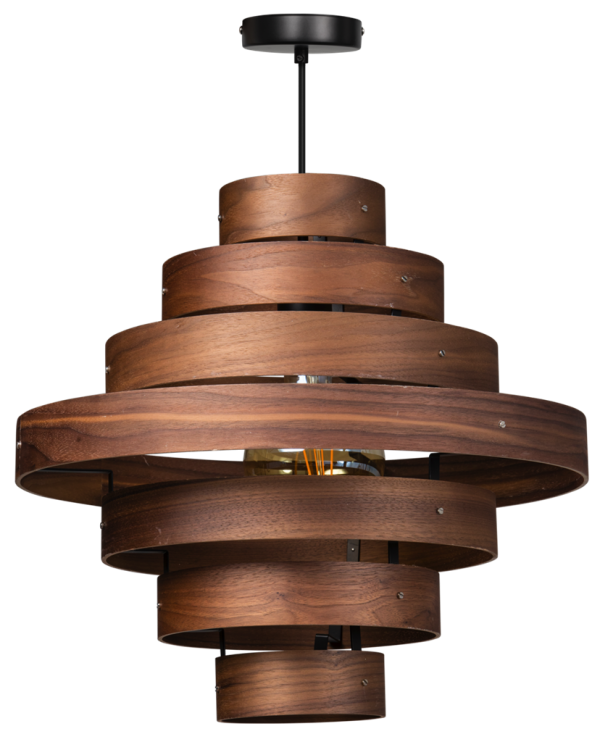 Walnut hanglamp 7 rings 1x E27 hout - ETH verlichting - 05-HL4453-77