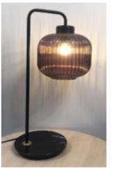 Ray Bow tafellamp 1x E27 smoke ribbel glas / zwart - ETH verlichting - 05-TL3350-30