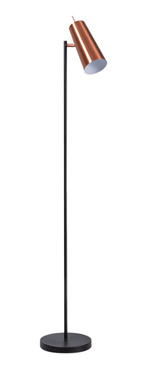 Brooklyn vloerlamp 1x E27 zwart/koper - ETH verlichting - 05-VL8182-05