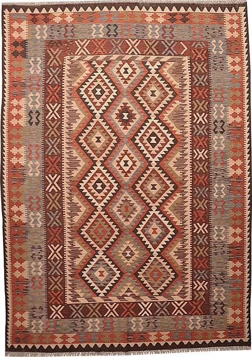 Vloerkleed Khyber Kelim 78019 - Handgeweven platweef tapijt. Afkomstig uit Afghanistan en leverbaar in vele dessins, kleuren en afmetingen.