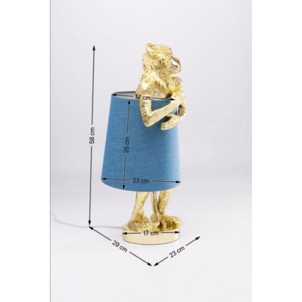 Table Lamp Animal Monkey Gold Blue 61602  Kare Design