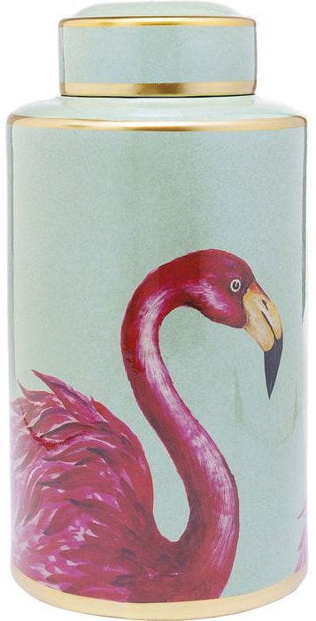 Deco Pot Flamingos 39cm 61764 porselein, geschikt voor magnetron, handgeschilderd, niet foodsafe Kare Design