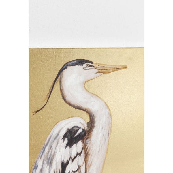 Schilderij Touched Heron Right 70x50cm 60772 picture: linen flax acrylic color, frame: polyurethane, fir solid wood natural/untreated, partly hand-painted Kare Design