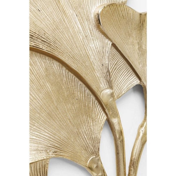 Wanddecoratie Ginkgo Gold Big 52095 Aluminium gepoedercoat, voor wandmontage Verticaal, met de hand vervaardigd Kare Design