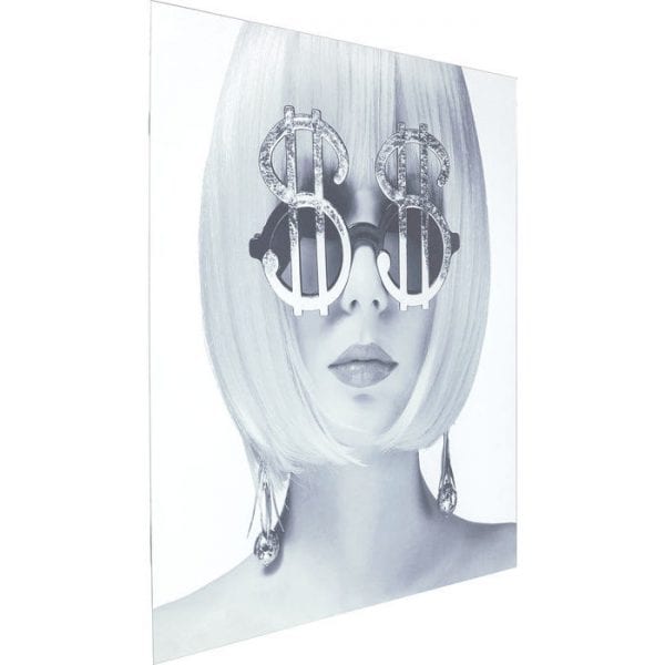 Kare Design Glas Metallic Dollar Girl 120x120cm wanddecoratie 51518 - Lowik Meubelen