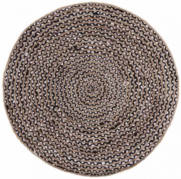 Mainday karpet / vloerkleed Brinker - black white - rond