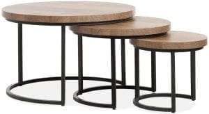 Hogo salontafel set van 3 in Lamulux mango