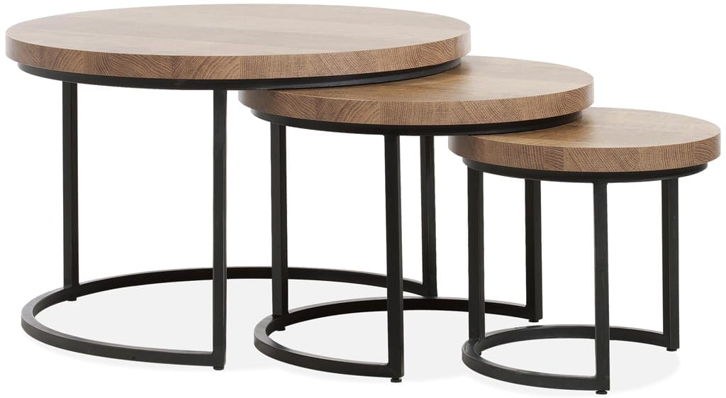 Hogo salontafel set van 3 in Lamulux mango