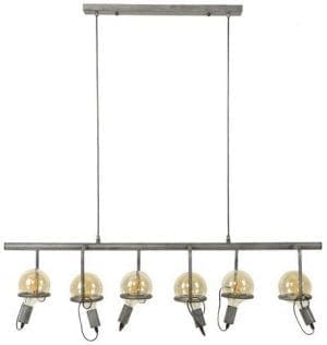 Hanglamp Tonillo oud zilver uit de verlichting Pronto Wonen Lowik Meubelen Uitgevoerd in oud zilver met 6 lampen.