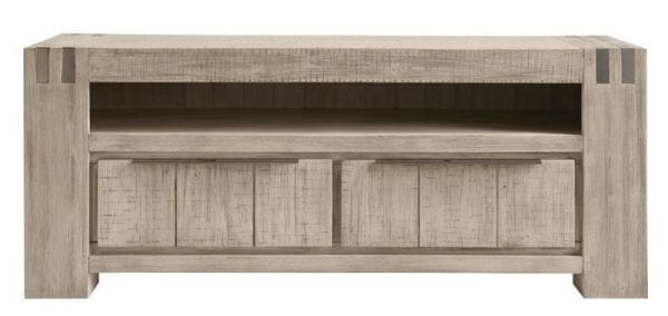 TV-meubel Bassano light grey uit de woonprogramma Pronto Wonen Lowik Meubelen 100% massief acaciahout. Light grey