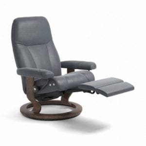 Stressless Consul relaxfauteuil - null Batick atlantic blue - maatvoering M - Classic onderstel, LegComfort voetenbank - Lowik Wonen & Slapen fauteuil collectie