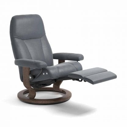 Stressless Consul relaxfauteuil - null Batick atlantic blue - maatvoering M - Classic onderstel, LegComfort voetenbank - Lowik Wonen & Slapen fauteuil collectie