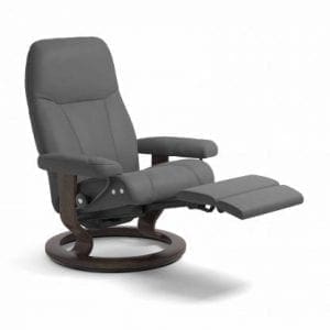 Stressless Consul relaxfauteuil - null Batick grey - maatvoering M - Classic onderstel, LegComfort voetenbank - Lowik Wonen & Slapen fauteuil collectie