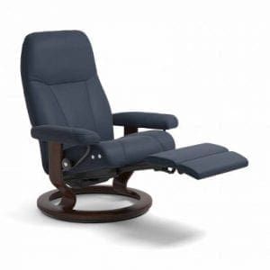 Stressless Consul relaxfauteuil - null Paloma oxford blue - maatvoering M - Classic onderstel, LegComfort voetenbank - Lowik Wonen & Slapen fauteuil collectie