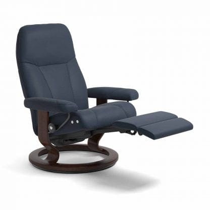 Stressless Consul relaxfauteuil - null Paloma oxford blue - maatvoering M - Classic onderstel, LegComfort voetenbank - Lowik Wonen & Slapen fauteuil collectie