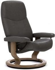 Stressless Consul relaxfauteuil - leder Batick grey - maatvoering S - Classic onderstel - Lowik Wonen & Slapen fauteuil collectie