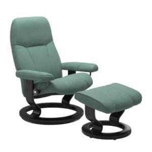 Stressless Consul relaxfauteuil - leder Paloma aqua green - maatvoering S - Classic onderstel - Lowik Wonen & Slapen fauteuil collectie