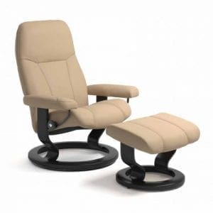Stressless Consul relaxfauteuil - leder Paloma beige - maatvoering S - Classic onderstel - Lowik Wonen & Slapen fauteuil collectie