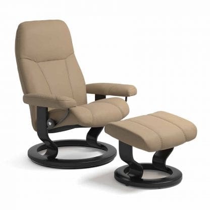 Stressless Consul relaxfauteuil - leder Paloma funghi - maatvoering S - Classic onderstel - Lowik Wonen & Slapen fauteuil collectie
