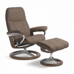 Stressless Consul relaxfauteuil - leder Batick mole - maatvoering S - Signature onderstel - Lowik Wonen & Slapen fauteuil collectie