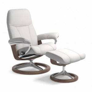 Stressless Consul relaxfauteuil - leder Batick snow - maatvoering S - Signature onderstel - Lowik Wonen & Slapen fauteuil collectie