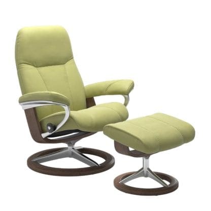 Stressless Consul relaxfauteuil - leder Paloma amber green - maatvoering S - Signature onderstel - Lowik Wonen & Slapen fauteuil collectie