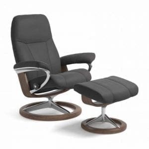 Stressless Consul relaxfauteuil - leder Paloma rock - maatvoering S - Signature onderstel - Lowik Wonen & Slapen fauteuil collectie