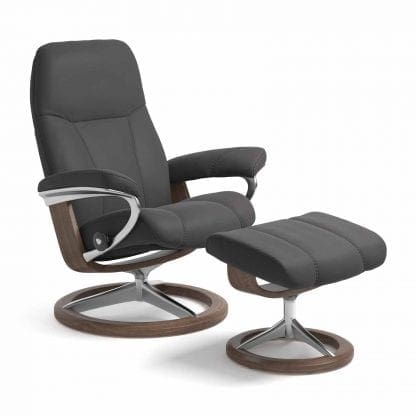 Stressless Consul relaxfauteuil - leder Paloma rock - maatvoering S - Signature onderstel - Lowik Wonen & Slapen fauteuil collectie