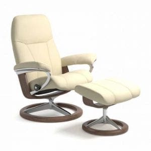 Stressless Consul relaxfauteuil - leder Paloma vanilla - maatvoering S - Signature onderstel - Lowik Wonen & Slapen fauteuil collectie