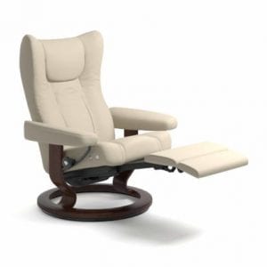 Stressless Wing relaxfauteuil - null Batick cream - maatvoering M - Classic onderstel, LegComfort voetenbank - Lowik Wonen & Slapen fauteuil collectie