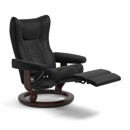 Stressless Wing relaxfauteuil - null Paloma black - maatvoering M - Classic onderstel, LegComfort voetenbank - Lowik Wonen & Slapen fauteuil collectie