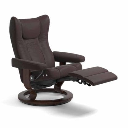Stressless Wing relaxfauteuil - null Paloma chocolate - maatvoering M - Classic onderstel, LegComfort voetenbank - Lowik Wonen & Slapen fauteuil collectie