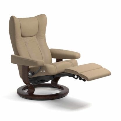 Stressless Wing relaxfauteuil - null Paloma funghi - maatvoering M - Classic onderstel, LegComfort voetenbank - Lowik Wonen & Slapen fauteuil collectie