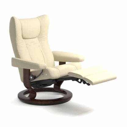 Stressless Wing relaxfauteuil - null Paloma vanilla - maatvoering M - Classic onderstel, LegComfort voetenbank - Lowik Wonen & Slapen fauteuil collectie