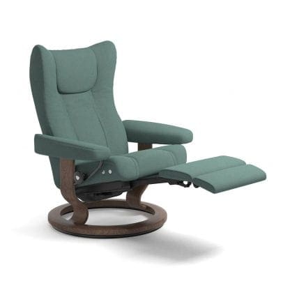 Stressless Wing relaxfauteuil - leder Stoff calido aqua - maatvoering M - Classic onderstel, LegComfort voetenbank - Lowik Wonen & Slapen fauteuil collectie