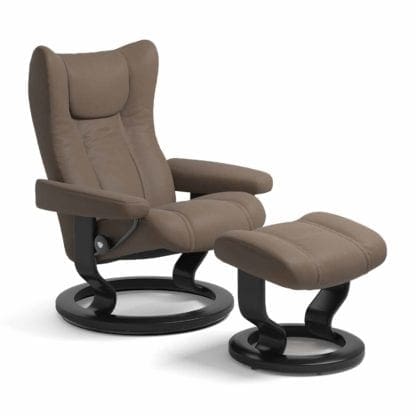 Stressless Wing relaxfauteuil - leder Batick mole - maatvoering S - Classic onderstel - Lowik Wonen & Slapen fauteuil collectie