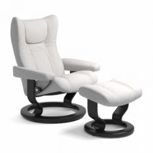 Stressless Wing relaxfauteuil - leder Batick snow - maatvoering S - Classic onderstel - Lowik Wonen & Slapen fauteuil collectie