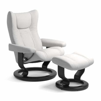 Stressless Wing relaxfauteuil - leder Batick snow - maatvoering S - Classic onderstel - Lowik Wonen & Slapen fauteuil collectie