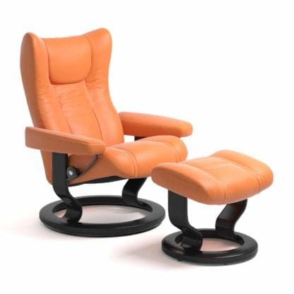Stressless Wing relaxfauteuil - leder Paloma apricot orange - maatvoering S - Classic onderstel - Lowik Wonen & Slapen fauteuil collectie