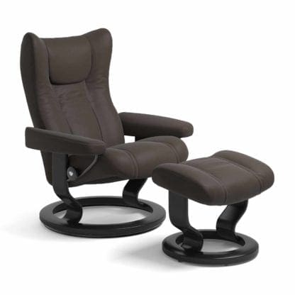 Stressless Wing relaxfauteuil - leder Paloma chestnut - maatvoering S - Classic onderstel - Lowik Wonen & Slapen fauteuil collectie