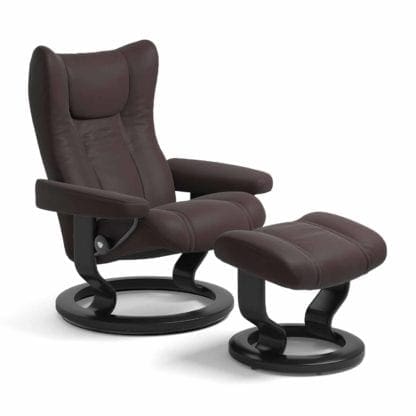 Stressless Wing relaxfauteuil - leder Paloma chocolate - maatvoering S - Classic onderstel - Lowik Wonen & Slapen fauteuil collectie